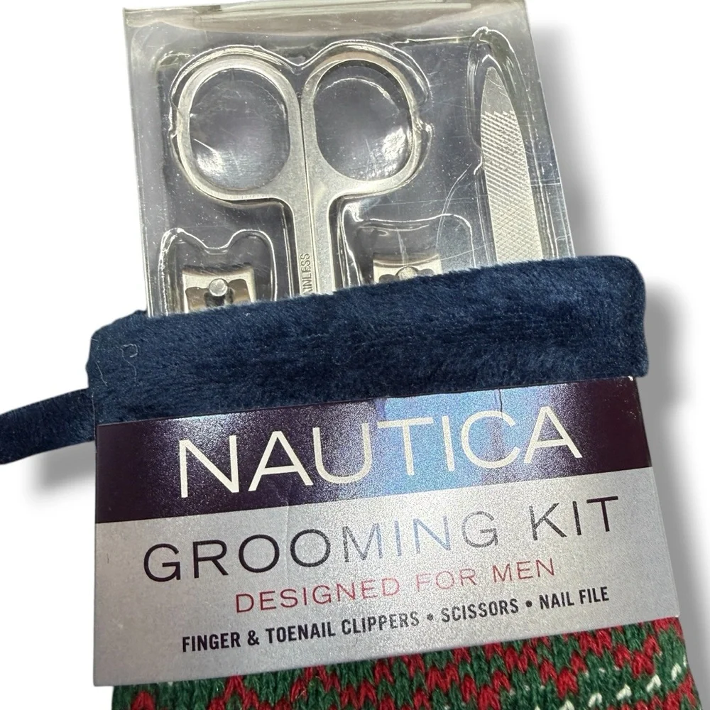 2 Pk NAUTICA Nail Care Grooming Kit for Men – 4 pc Set‎ in a Christmas Stocking